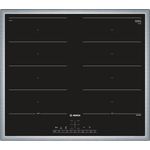 Bosch PXX645FC1E, Induktionskochfeld, Serie 6, Einbaugerät, Betriebsart elektrisch, FlexInduction, Breite 58,3 cm, Anzahl Kochstellen 4, Direct Select, PerfectFry Bratsensor, Edelstahlrahmen aufliegend, schwarz