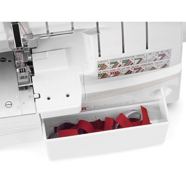 Singer Professional 5 Overlock-Nähmaschine 14 Nähprogramme Automatische Fadenspannung Differentialtransport Einstellbarer Nähfußdruck Fadenschneider Nadeleinfädler Overlock-Nähmaschine, weiß – Bild 4