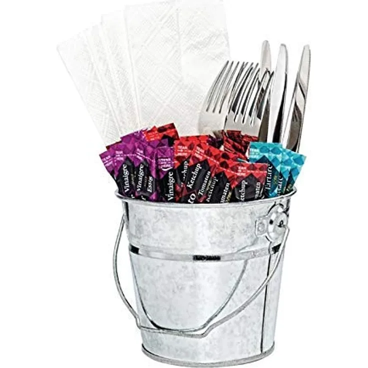 Speisen Servieren Mini Eimer 13 cm Stahl verzinkt Metall Display Topf geschoben Chips