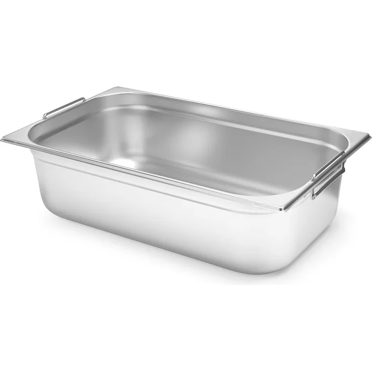 Hendi Gastronormbehälter, mit Griffen, Temperaturbeständig von -40° bis 300°C, Heissluftöfen-Kühl- und Tiefkühlschränken-Chafing Dishes-Bain Marie, 21L, GN 1-1, 530x325xH150mm, Edelstahl