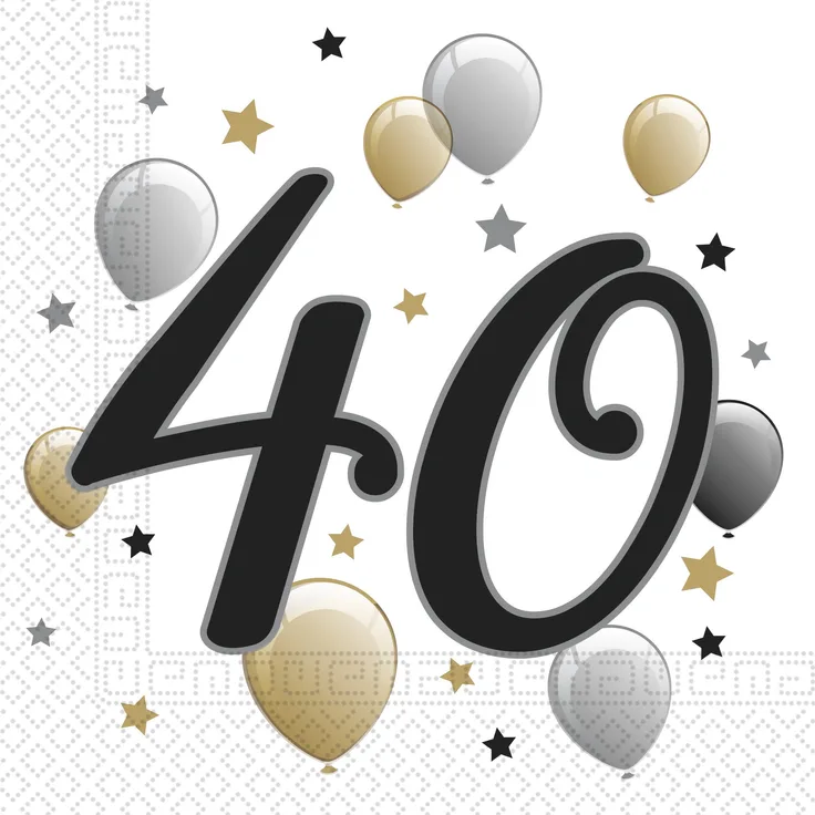 Jubiläumszahl 40 Motivservietten 20 Stück