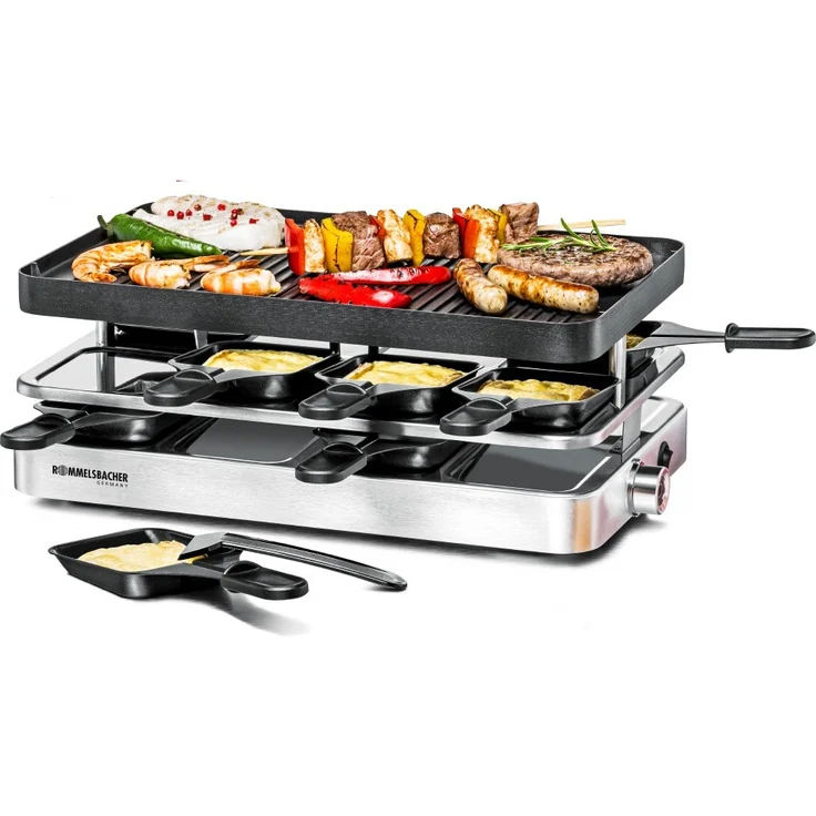 Rommelsbacher RC 1400 Raclette Grill 8 Pfännchen, 1400W Thermostat – Bild 1