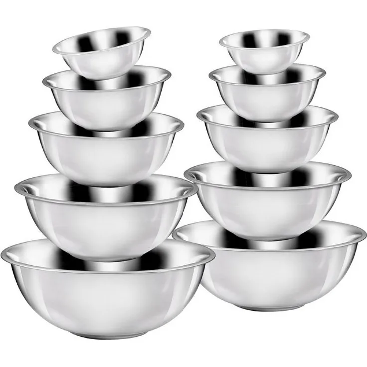 KING Schüssel, Edelstahl, Set, 10-tlg, ineinander stapelbar, 16-20-24-28-32 cm