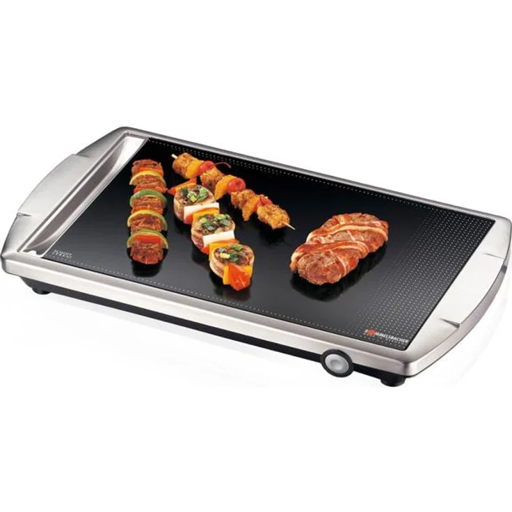 ROMMELSBACHER Ceran Grill CG 2303-E - Made in Germany, Ceran Grillfläche, Temperaturen bis 380 °C stufenlos einstellbar, versenkbarer Knebel, Fettablaufrinne, Edelstahlgehäuse, 2000 Watt – Bild 2