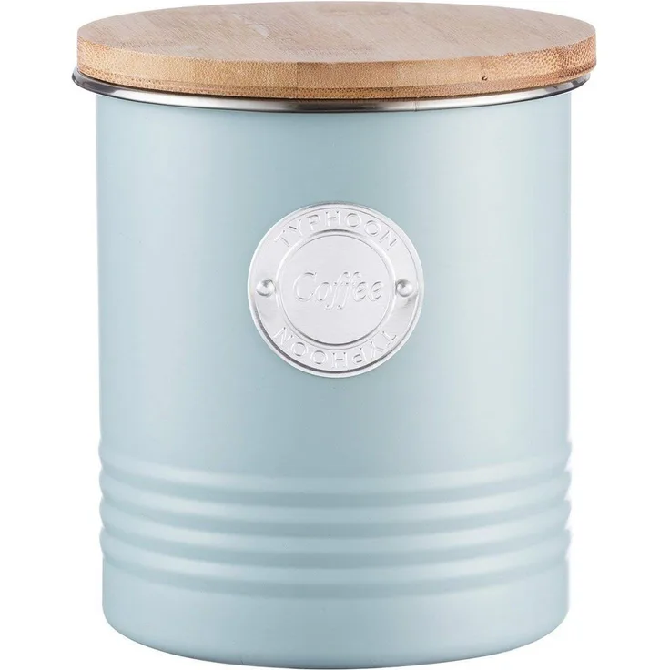 Typhoon Living Collection Kaffee, Pastellblau, 1 Liter Vorratsbehälter, Stahl, Bambusholz, Silikon, hellblau