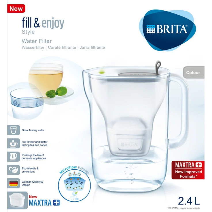 BRITA Wasserfilter Style hellgrau inkl. 1 MAXTRA+ Filterkartusche – BRITA Filter in modernem Design zur Reduzierung von Kalk, Chlor & geschmacksstörenden Stoffen – Bild 5