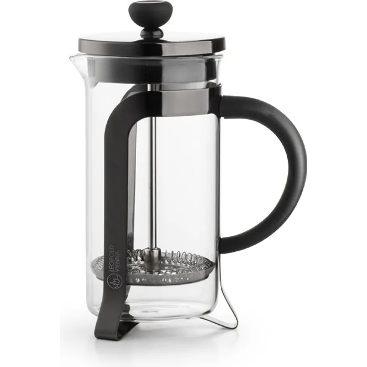 Leopold Vienna Kaffeebereiter Shiny Metal 1,0L, Glas, Schwarz, 10.3 x 17.4 x 21 cm
