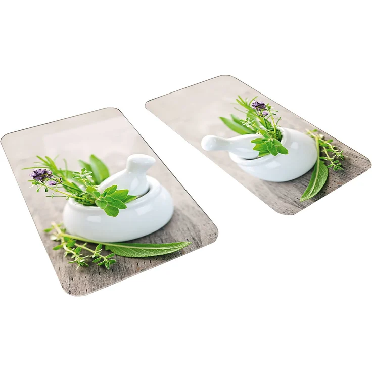 Wenko Herdabdeckplatte Universal Kräutergarten, 2er Set, für alle Herdarten, Gehärtetes Glas, 30 x 52 cm, mehrfarbig – Bild 1