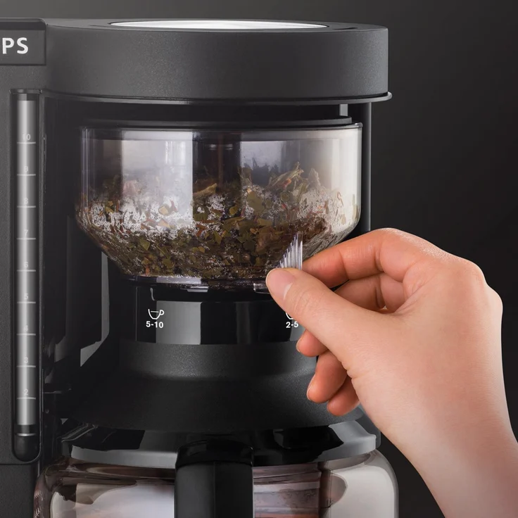 Krups KM8508 Doppel-Kaffeeautomat Duothek Plus, Kombiautomat Kaffee-Tee, 2 x 10 Tassen, schwarz – Bild 4
