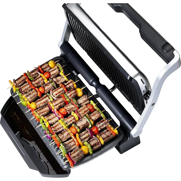 Tefal GC722D OptiGrill XL Kontaktgrill mit XL-Grillfläche, 2000W, mit zusätzlichen Temperaturstufen, automatische Anzeige des Garzustands, 9 voreingestellte Programme 40 cm x 20 cm, silber – Bild 8