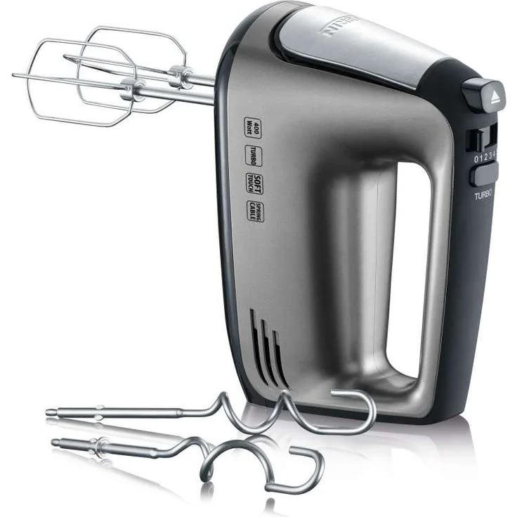 Severin HM 3832 Handmixer mit Spiralkabel, ca. 400 W, silber, schwarz – Bild 2