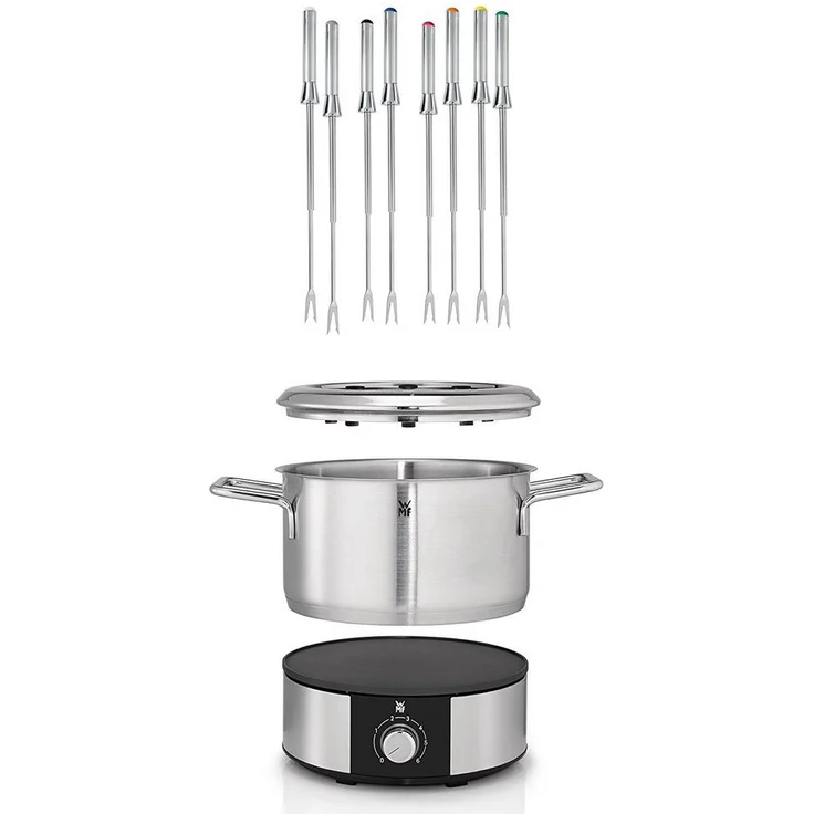 WMF Lono Fondue 1400 W, für bis zu 8 Personen, 1,5 Liter, Thermostat, cromargan matt/silber – Bild 3
