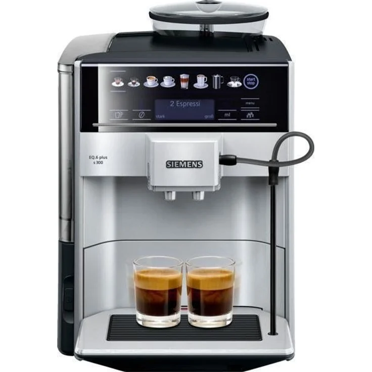Siemens EQ.6 plus s300 TE653501DE Kaffeevollautomat, Speicherung Profile, Dampf-Reinigung, 1.500 Watt, silber, mit Milchsystem und integriertem Mahlwerk – Bild 1