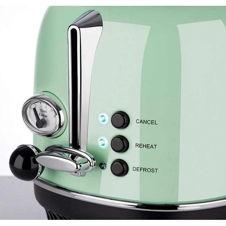 Korona 21665 Toaster, 2 Scheiben, Mint, Röstgrad-Anzeige, auftauen, rösten, aufwärmen, 810 Watt, Brötchen-Aufsatz, Krümel-Schublade, Brotscheiben-Zentrierung – Bild 3