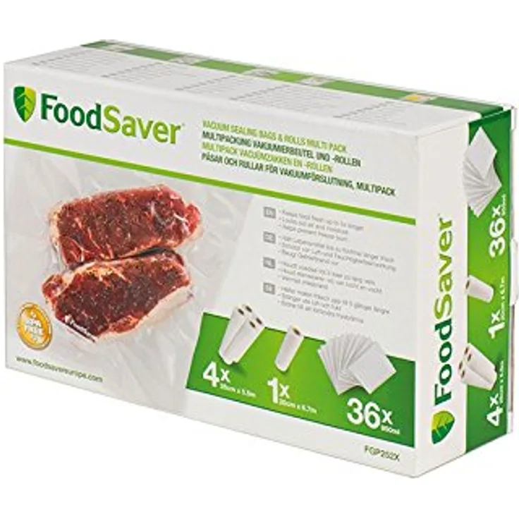 Foodsaver FGP252X Vakuumierrolle, Folienrolle, Vakuumdichtung Taschen Combo Pack - sous-Vide