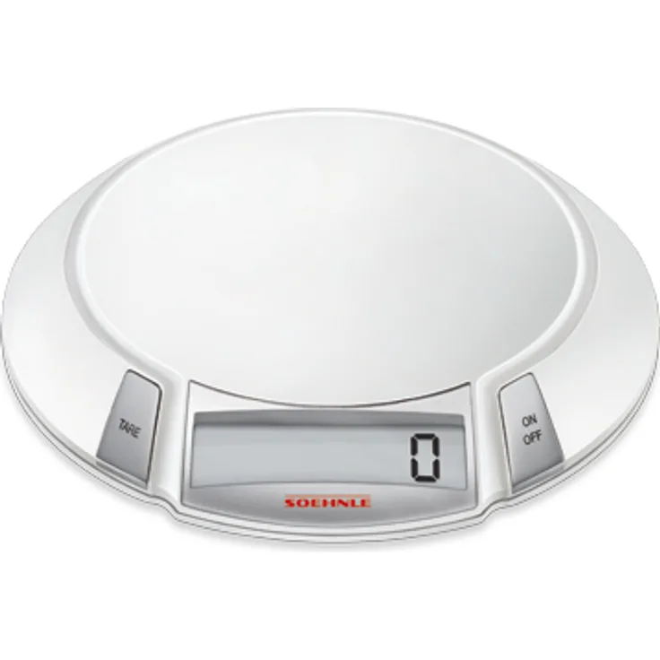 Soehnle Digitale Küchenwaage Olympia mit 5 Kilo Tragkraft und 1-g-Wiegepräzision, Waage mit großer Wiegefläche, elegante Waage für die Küche mit LCD-Anzeige und Abschaltautomatik, weiß