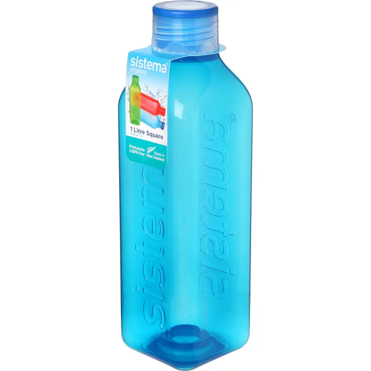 Sistema quadratisch Wasser Flasche, 1 Liter, verschiedene Farben, Sortiert