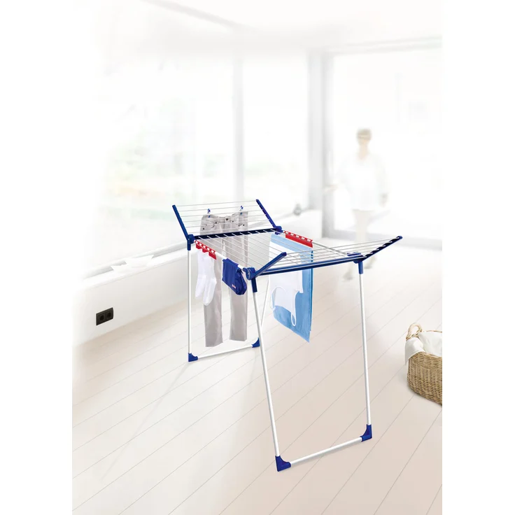Leifheit Standtrockner Pegasus 180 Solid Plus, mit Flügeln, 18 m Trockenlänge, für 2 Waschladungen, inkl. 2 Kleinteilehalter und Wäscheklammerbeutel, energiesparend – Bild 8