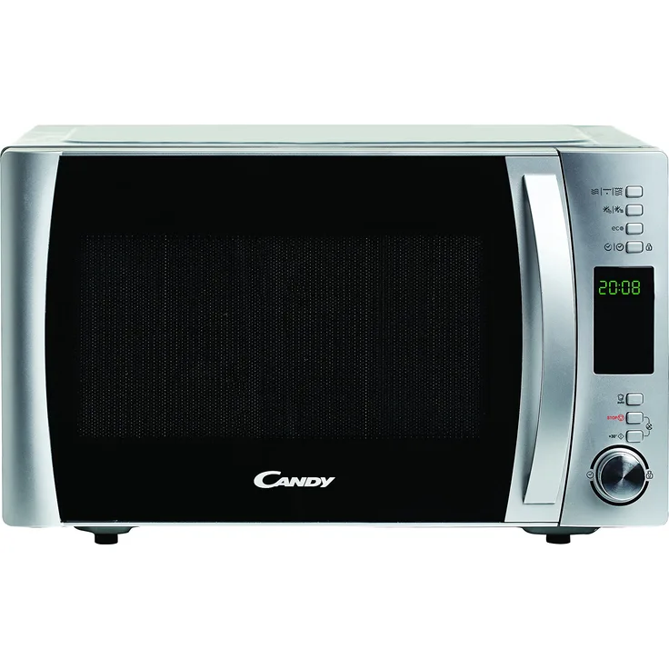 Candy CMXG22DS Mikrowelle mit Grill, Standgerät, 22 Liter Garraum, silberfarben, einfach zu bedienen