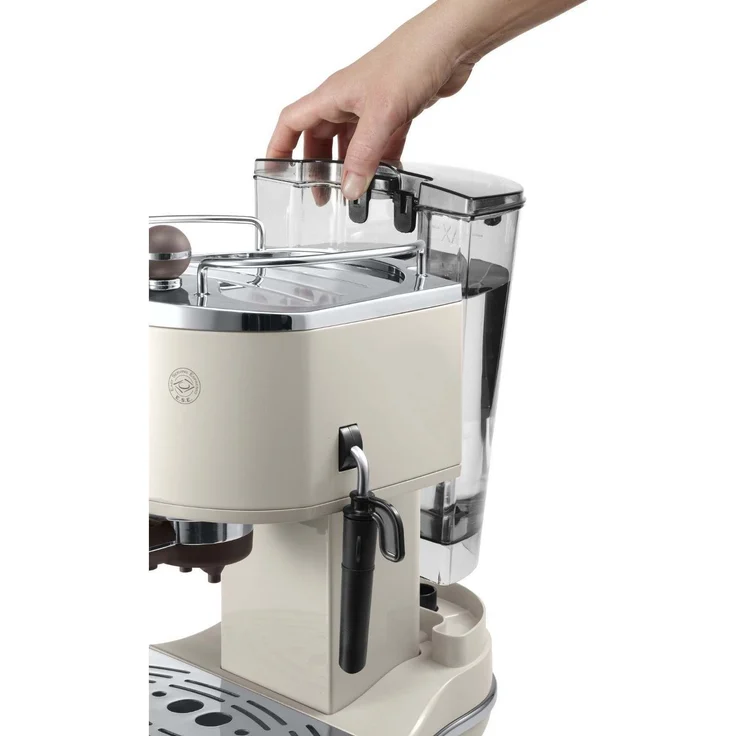 De'Longhi Icona Vintage Espresso Siebträgermaschine KBOV2001.BG - mit professioneller Milchaufschäumdüse, 15 bar, 1,4 l, auch für Pads geeignet, Edelstahl in Retro Look mit Chrom-Details, beige – Bild 3