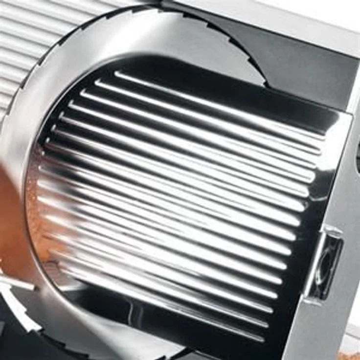 Graef Una 9 mobiler Allesschneider, 170W, elektrisch, Moment- und Dauerfunktion Aluminiumschlitten, 170 mm gezahntes Edelstahlmesser, silber – Bild 3