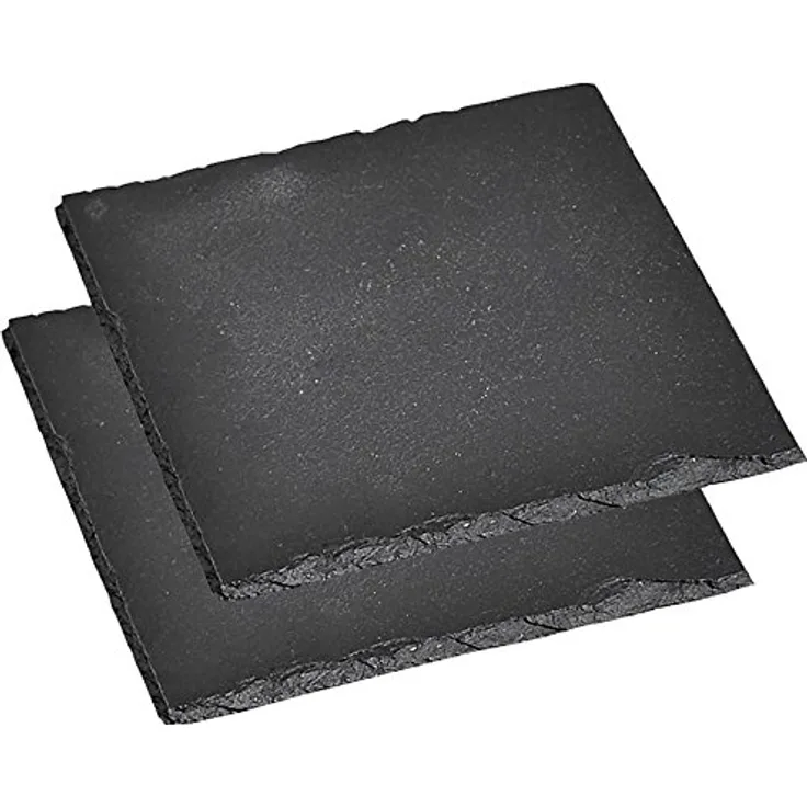 Kesper Untersetzer, Schieferunterleger, 2er Pack, aus Schiefer, geölt, Maße: 130 x 130 mm, schwarz