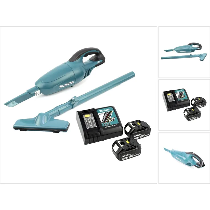 Makita DCL 180 18 V Li-Ion Akku Staubsauger grün inkl. Düsen + 2x BL 1850 5,0 Ah Akku + Schnellladegerät