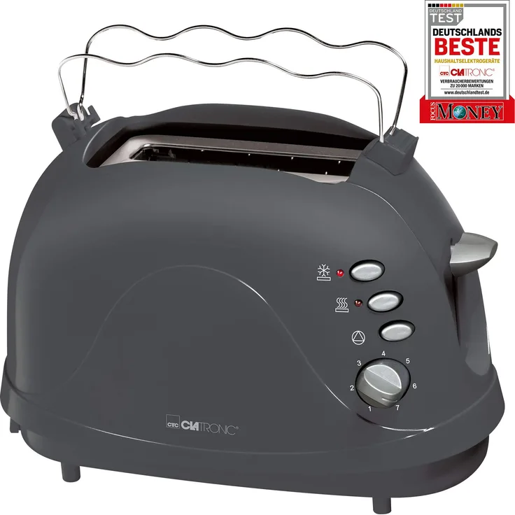 Clatronic TA 3565 2-Scheiben-Toaster, Cool-Touch Gehäuse, 700W, grau