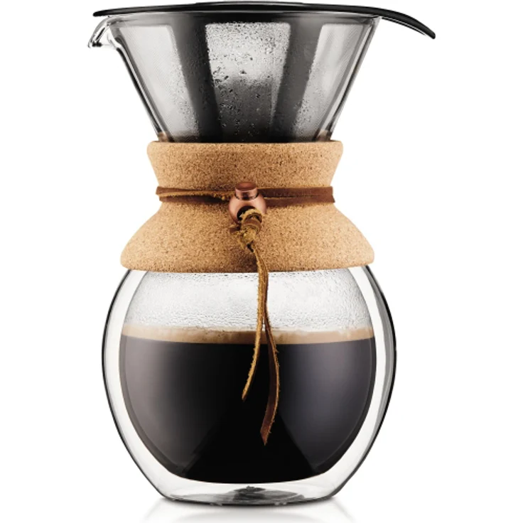 Bodum POUR OVER Doppelwandiger Kaffeebereiter mit Permanent Edelstahl Kaffeefilter, 8 Tassen, 1.0 l kork – Bild 1