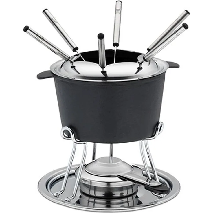 kela Fondue-Set Comore Gusseisen schwarz 19,5cm 20cmØ, 20x20x19,5 cm