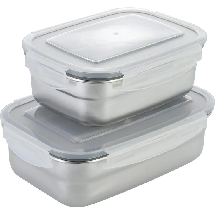 axentia Frischhaltedosen-Set, Silber-transparent, 500 ml-ca. 850 ml