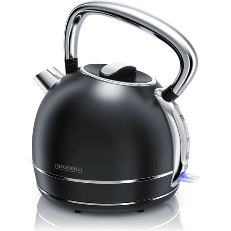 Arendo Retro Style Edelstahl Wasserkocher Vintage, 1,7 L, 2200W, Überhitzungsschutz, schwarz