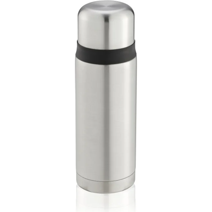 Leifheit Coco 0,75 L Isolierflasche Edelstahl, 100% dicht, Thermosflasche mit doppelwandigem Edelstahl-Isolierkörper, tropffreies Ausgießen mit einer Hand, schlag- und stoßfeste Trinkflasche, silber – Bild 1