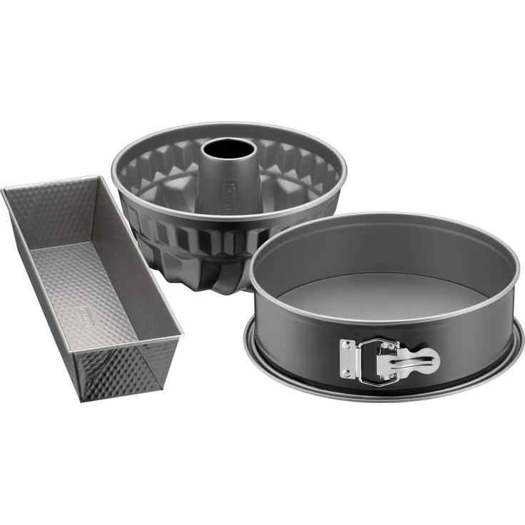 Kaiser Inspiration Backformen-Backset, 3-teilig, mit Springform (Flachboden), Bund-- Gugelhupfform, Königskuchenform, antihaftbeschichtet, auslaufsicher