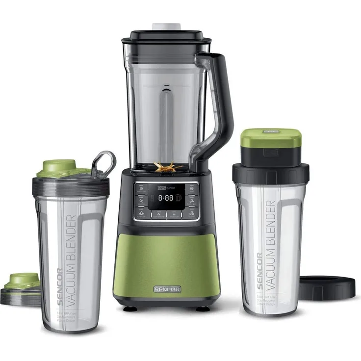 SENCOR 7871GR SBU 7870GG Automatischer Vakuum-Super-Mixer, 1500 Watt, Smoothie, 8 Titan-Klingen, 7 Programme, Grün, Kunststoff