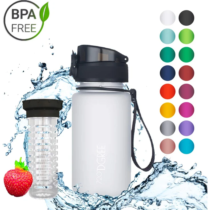 Kindergarten Trinkflasche Fruchteinsatz 0,35L - BPA-Frei uberBottle 720 DGREE snow white – Bild 1