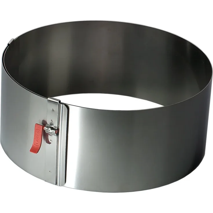 Lares Kuchenring-Tortenring mit Klemmhebel - 18-30cm Ø, H: 10cm - Federbandstahl, stufenlos verstellbar - Made in Germany