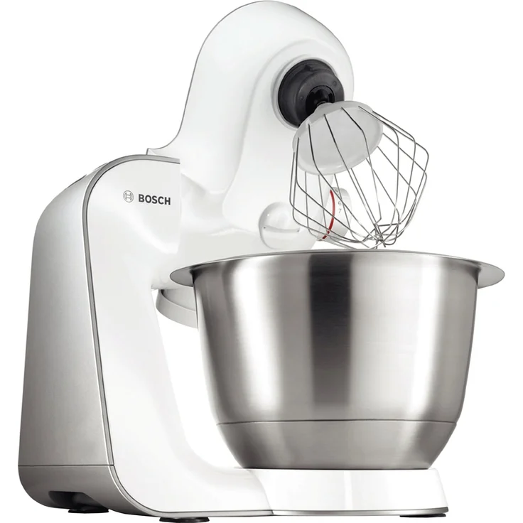 Bosch MUM54251 Styline Küchenmaschine 900W, 3,9 L, EasyArmLift, inkl. Patisserie-Set, Fleischwolfaufsatz, Standmixeraufsatz, Zitruspressenaufsatz, weiß, silber, Serie: MUM5 – Bild 2