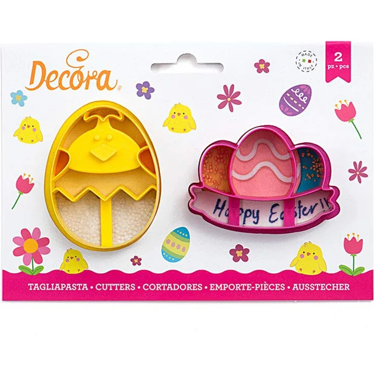 Decora 0255062 Set 2 Ausstecher und Eier mit Kunststoff-Girlande