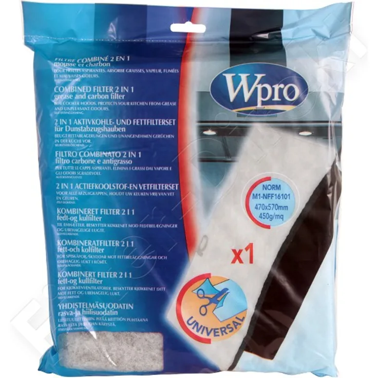 Wpro universal 2 in 1 Aktivkohle und Fettfilterset für Dunstabzugshauben 480181700646 UCF006
