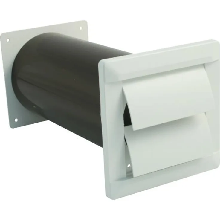 Marley Lüftung Teleskopkanal mit selbsttätiger Verschlussklappe'' ''für Flexschlauch-Rohr Ø 125 mm, weiß''''