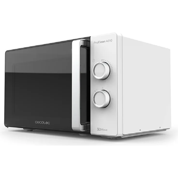 Cecotec Pro Clean 4010 Mikrowelle, Standgerät, 700 Watt, 23 Liter Garraum, Ready 2 Clean Beschichtung Antihaft 3D Wave Full Crystal Spiegeltür 8 Programme 60 Min Timer Drehschalter In Silber Schwarz