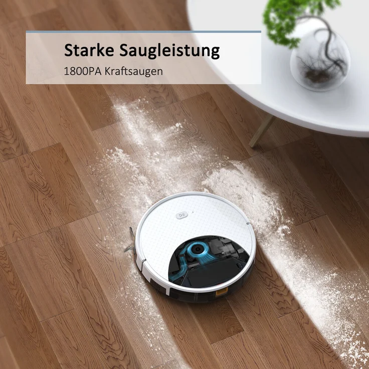 Tesvor X500 Pro Saugroboter mit Wischfunktion, 120 min Akkubetrieb, 1.800 Pa Saugleistung, intelligente Gyroskop-Navigation, Raumkarte in Echtzeit, weiß - Preisvergleich – Bild 5