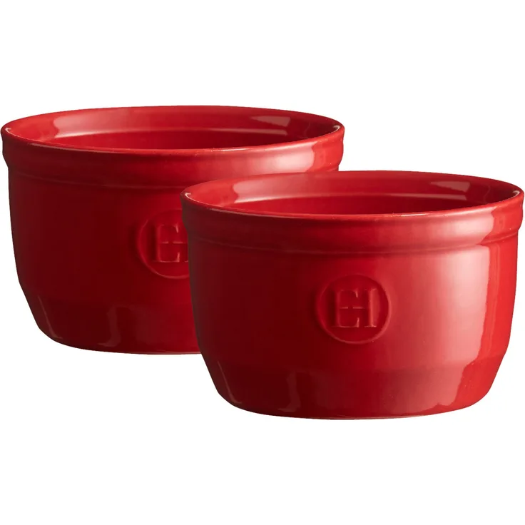 Emile Henry Set 2 x Auflaufförmchen Auflaufform Nr. 10, Burgund, 10 x 10 x 6 cm