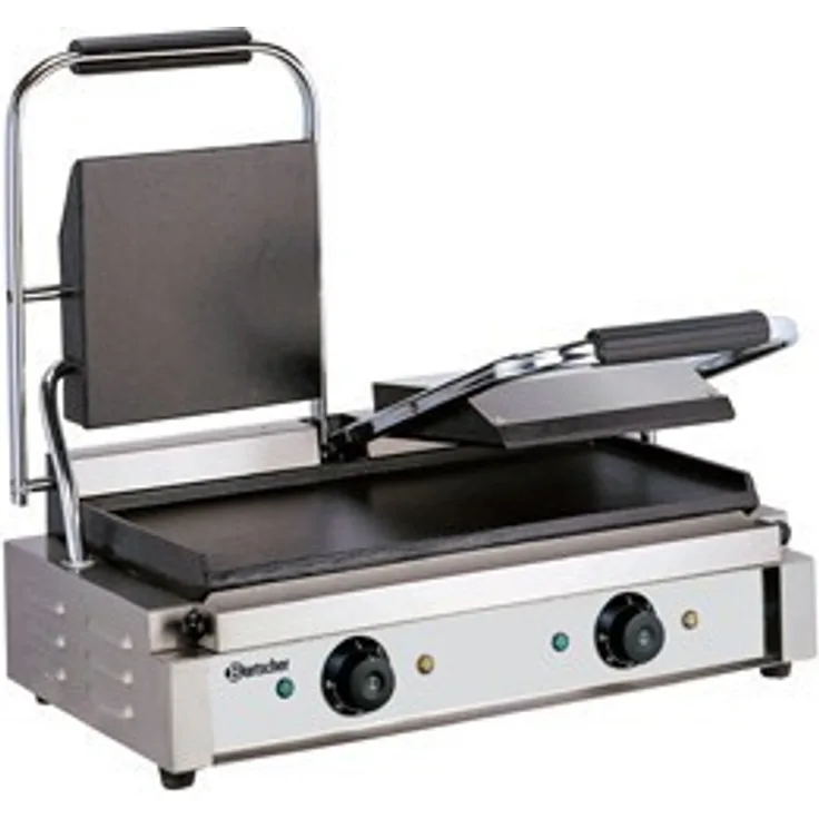 Bartscher Doppel-Kontaktgrill, 47 x 23 cm, Gusseisen-Grillplatten, getrennt regulierbar, 3600 Watt