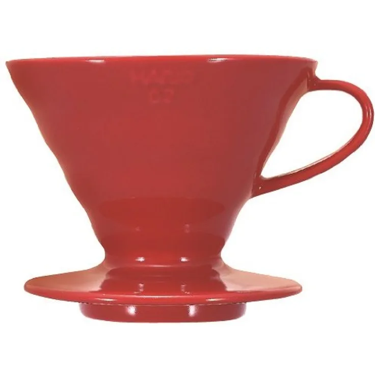 Hario VDC-02R V60 Kaffeefilterhalter Porzellan- Größe 02-1-4 Tassen, rot