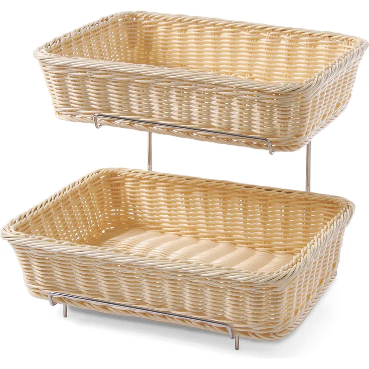 HENDI Brotkorb-Display, Set aus 2 Brotkörben mit Chromgestell, Brotmulde, Brotkörbchen, Brötchenkorb, GN 1-2, 360x280xH315mm, Polypropylen