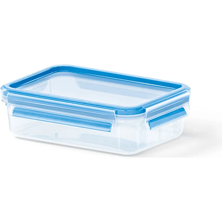 Emsa 508539 Rechteckige Frischhaltedose mit Deckel, 0.8 Liter, Transparent-Blau, Clip & Close – Bild 1