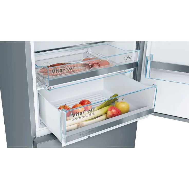 Bosch KGE49AICA Kühl-Gefrierkombination, freistehend, silber, LowFrost, 0-Grad-Zone, Schnellkühlen und -gefrieren, Breite 70 cm – Bild 3
