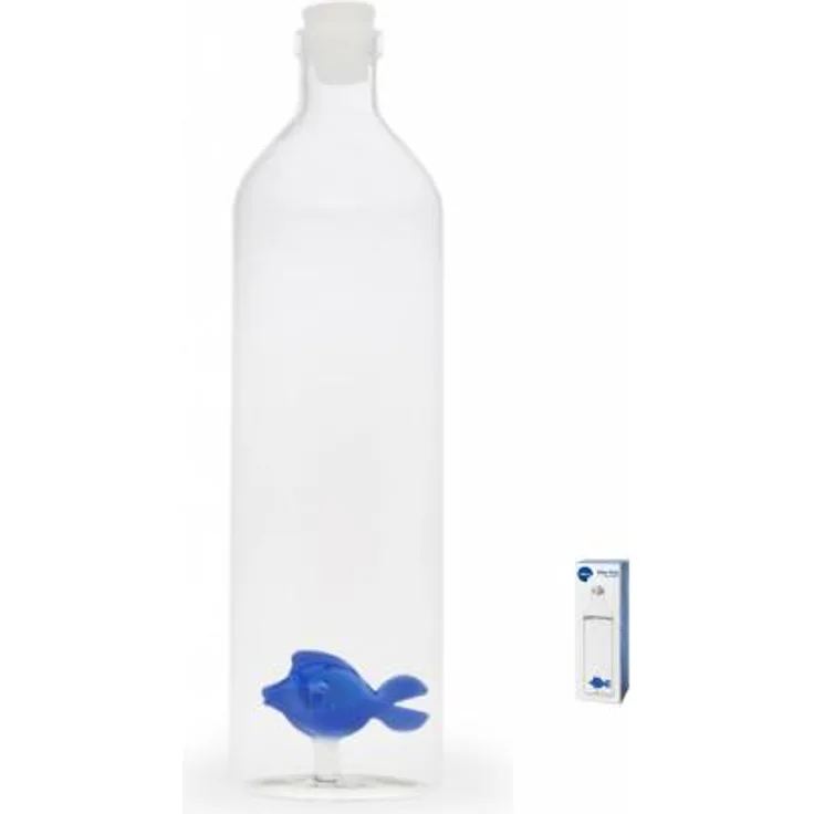 Balvi Trinkflasche Blue Fish 1,2 Liter 30 cm Glas-Silikone